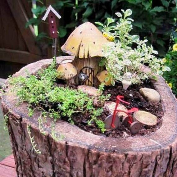 23-DIY-Tree-Stump-Garden