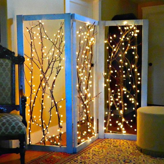 diy divider dividers cool branches lights decorating twinkling string light indoor privacy screen branch lighting tree decor twinkle apartment screens