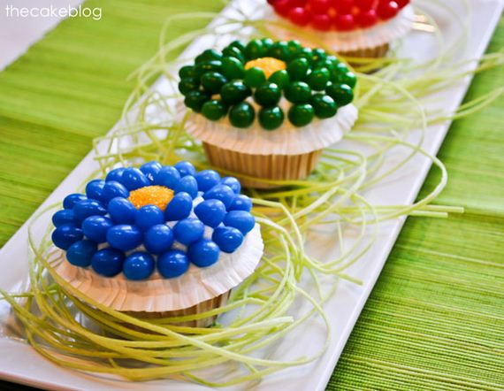 Jelly Bean Flower - Easter Cupcakes from Half Baked, thecakeblog.com