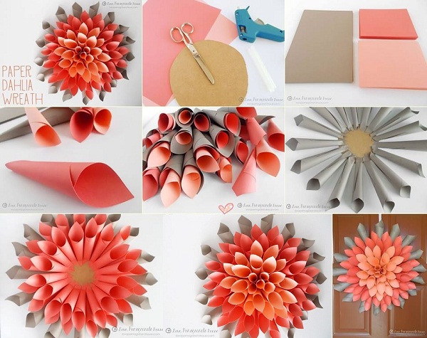 Awesome DIY Paper Dahlia Wreath