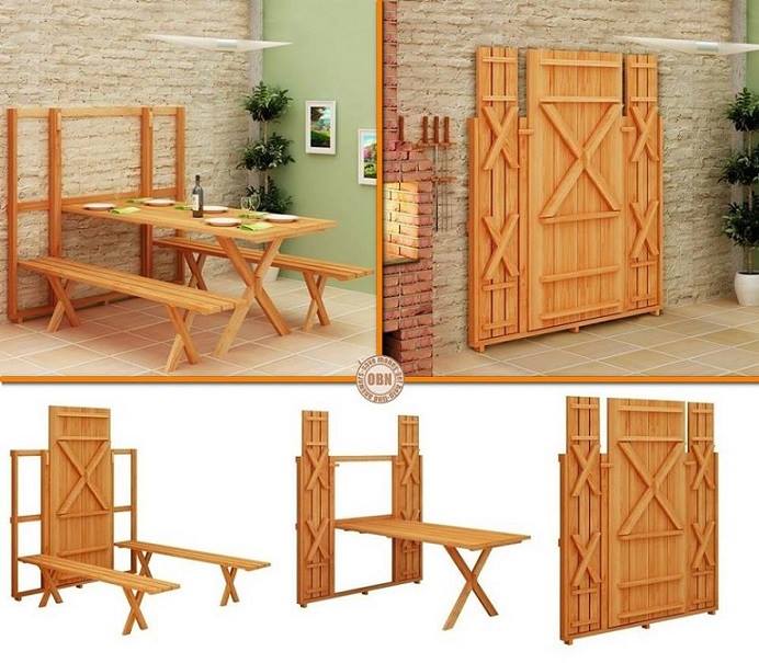 Space Saving Fold Down Picnic Table