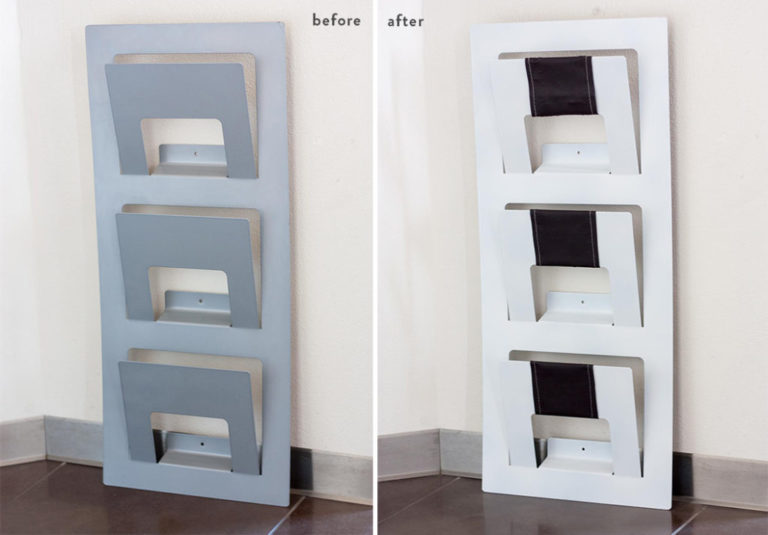 Awesome Ikea Hack: Metallic Magazine Rack Before and After