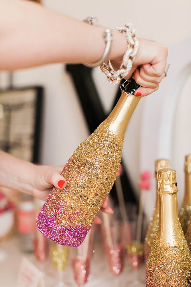 10. Glitter Champagne Bottles.