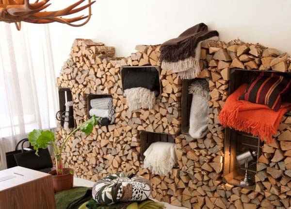 Firewood Storage With A Creative Touch Can Serve As A Centerpiece In Interior Design